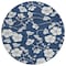 Homeroots 8' Navy Blue And Ivory Round Floral Washable Indoor Outdoor Area Rug 599900 - alternate 5