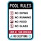 Sign Solutions Usa Pool Rules, 12 in W x Vertical Rectangle, Aluminum Sign DCS10DWT1218CUS00013 - alternate 1