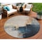 Homeroots 8' Taupe Black And Blue Round Abstract Washable Indoor Outdoor Area Rug 603037 - alternate 1