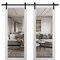 Sartodoors Sturdy Double Barn Door with Clear Glass, Lucia 2166 White Silk, 13FT Rail Hangers Heavy Set, Sol LUCIA2166DB-WS-60 - alternate 1