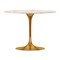 Homeroots 40" White And Gold Rounded Stone And Metal Pedestal Base Dining Table 520848 - alternate 1