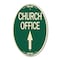 Signmission Church Office With Up Arrow, 12 Inch X 18 Inch Architectural Oval, Heavy Gauge Aluminum A-OV-G-1218-24275 - alternate 1