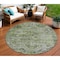 Homeroots 8' Artichoke Green And Gray Round Floral Medallion Washable Indoor Outdoor Area Rug 616612 - alternate 1