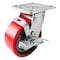 Hyw Products Heavy Duty Caster 5in Red Polyurethane on Cast Iron Wheel, Swivel with Brake 40-50S-A1-PC-TB(R) - alternate 1