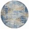 Homeroots 8' Navy Blue And Beige Round Geometric Washable Indoor Outdoor Area Rug 632007 - alternate 6