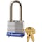 Master Lock Padlock, Keyed Different, Long Shackle, Rectangular Steel Body, Steel Shackle, 1/2 in W 7LF - alternate 1