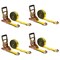 Mytee Products 4PK 2inx27ft Self-Tensioning Ratchet Strap with J Hooks - 10,000 lbs BS - Yellow, 4PK RS227WHTGx4 - alternate 1