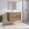 Homeroots 40" Natural Wood Floating Bathroom Vanity With White Sink And Two Drawers 624109 - alternate 5