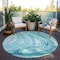 Homeroots 8' Turquoise Teal Blue And Gray Round Abstract Washable Indoor Outdoor Area Rug 601310 - alternate 9