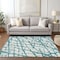 Homeroots 9' X 12' Teal Blue And Ivory Abstract Washable Indoor Outdoor Area Rug 614393 - alternate 9