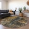 Homeroots 8' Gray Brown And Gold Round Abstract Washable Indoor Outdoor Area Rug 606064 - alternate 7
