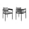 Armen Living Menorca Outdoor Patio Dining Chairs in Aluminum with Gray Cushions - Set of 2 LCMQCHGR - alternate 1