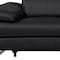 Homeroots 129" Black Top Grain Leather Reclining Metal USB Sofa 720342 - alternate 7