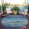 Homeroots 8' Teal Blue Round Abstract Washable Indoor Outdoor Area Rug 608755 - alternate 8