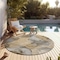 Homeroots 8' Round Brown Round Abstract Washable Non Skid Indoor Outdoor Area Rug 559492 - alternate 7