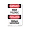 Signmission OSHA Danger Sign, 14" Height, Rigid Plastic, High Voltage Bilingual, 1014-VT-1327 OS-DS-P-1014-VT-1327 - alternate 1