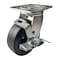 Hyw Products Heavy Duty Caster 5in Rubber on Cast Iron Wheel, Swivel with Brake 40-50S-A1-RC-TB - alternate 1