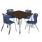 Regency Square Kee Adjustable Classroom Table W/ 4 Andy Stack Chairs, 48 in W, 48 in L, Neo Walnut TB4848NWAPGY40NV - alternate 1