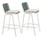 Homeroots Set of Two White and Green Woven Back And Aluminum Counter Height Bar Chairs, 2PK 668807 - alternate 6
