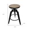 Homeroots Set of Two Natural and Black Iron and Wood Backless Adjustable Height Swivel Bar Chairs, 2PK 629126 - alternate 6