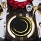 Smarty Had A Party 10.25" Black with Gold Moonlight Round Disposable Plastic Dinner Plates (120 Plates), 120PK 960BG-CASE - alternate 10