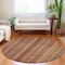 Homeroots 8' Rust Taupe And Gray Round Striped Washable Indoor Outdoor Area Rug 616384 - alternate 7