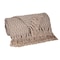 Homeroots 52" X 67" Brown Woven Cotton Chevron Throw Blanket with Fringe 548952 - alternate 6