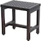 Homeroots Compact Rectangular Teak Lattice Pattern Shower Or Outdoor Bench In Brown Finish 376692 - alternate 1