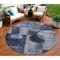 Homeroots 8' Navy Blue Gray And Charcoal Round Geometric Washable Indoor Outdoor Area Rug 604332 - alternate 1