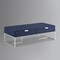 Homeroots 46" Navy Blue And Silver Metallic Stainless Steel Coffee Table With Two Drawers 543873 - alternate 7