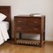 Homeroots 32" Brown Solid Wood Two Drawer Nightstand With Leather Shelf 651505 - alternate 1