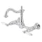 Kingston Brass Two-Handle Wall Mount Bridge Kitchen Faucet, Polished Chrome KS1261PL - alternate 1
