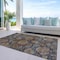 Homeroots 10' X 14' Navy Blue Brown And Terra Cotta Damask Washable Indoor Outdoor Area Rug 603604 - alternate 9