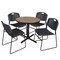 Regency Round Cain Breakroom Table W/ 4 Zeng Stack Chairs, 30 in W, 30 in L, Noble Oak TB30RNDNO44BK - alternate 1