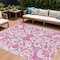 Homeroots 9' X 12' Blush And Ivory Damask Washable Indoor Outdoor Area Rug 614417 - alternate 1