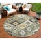 Homeroots 8' Fern Green Gold And Charcoal Round Southwestern Washable Indoor Outdoor Area Rug 632265 - alternate 9
