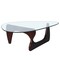 Homeroots 54" Clear and Walnut Glass and Wood Abstract Triangle Coffee Table 635428 - alternate 7