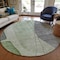 Homeroots 8' Olive Green And Gray Round Abstract Washable Indoor Outdoor Area Rug 582016 - alternate 5