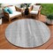 Homeroots 8' Silver Gray And Graphite Round Botanical Leaves Washable Indoor Outdoor Area Rug 581992 - alternate 1