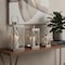 Homeroots Set of Three Clear And Silver Glass And Stainless Steel Tabletop Lantern Candle Holders, 3PK 719764 - alternate 5
