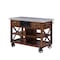 Homeroots Brown And Silver 48in Rolling Kitchen Cart With Storage 285820 - alternate 1