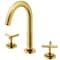 Vigo Jewel Two Handle Three-Hole Widespread Bathroom Faucet with Cross Handles in Matte Brushed Gold VG01308MG - alternate 1