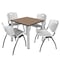 Regency Square Kee Breakroom Table W/ 4 M Stack Chairs, 30 in W, 30 in L, Noble Oak TB3030NOBPCM47GY - alternate 1