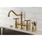 Kingston Brass Bridge Kitchen Faucet with Brass Sprayer, Brushed Brass KS3277BEXBS - alternate 5