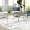 Homeroots 47" White And Gold Glass And Steel Coffee Table With Shelf 521622 - alternate 8