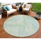 Homeroots 8' Mint Green And Blue Round Abstract Washable Indoor Outdoor Area Rug 609276 - alternate 1