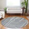 Homeroots 8' Gray And Silver Round Striped Washable Indoor Outdoor Area Rug 602787 - alternate 8