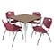 Regency Square Kahlo Breakroom Table W/ 4 M Stack Chairs, 42 in W, 42 in L, Noble Oak TPL4242NOCM47BY - alternate 1