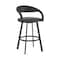 Homeroots 30" Black Faux Leather and Iron Low Back Bar Height Swivel Bar Chair 569183 - alternate 9
