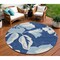Homeroots 8' Navy Blue Denim Blue And Ivory Round Floral Washable Indoor Outdoor Area Rug 589556 - alternate 1